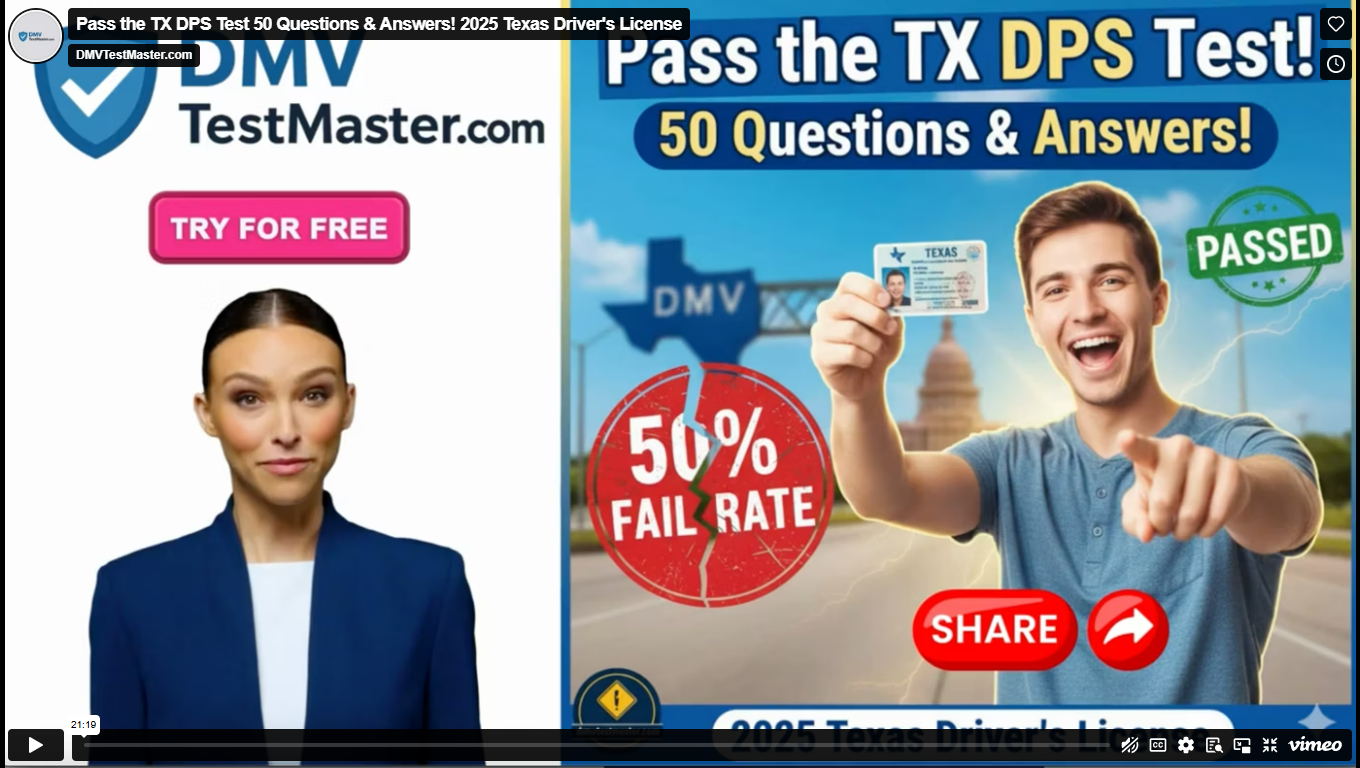 Pass the TX DPS Test 50 Questions & Answers! (2025 Texas Driver's License)